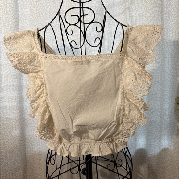 ZARA White Embroidered Ruffle Top, S - Picture 4 of 5